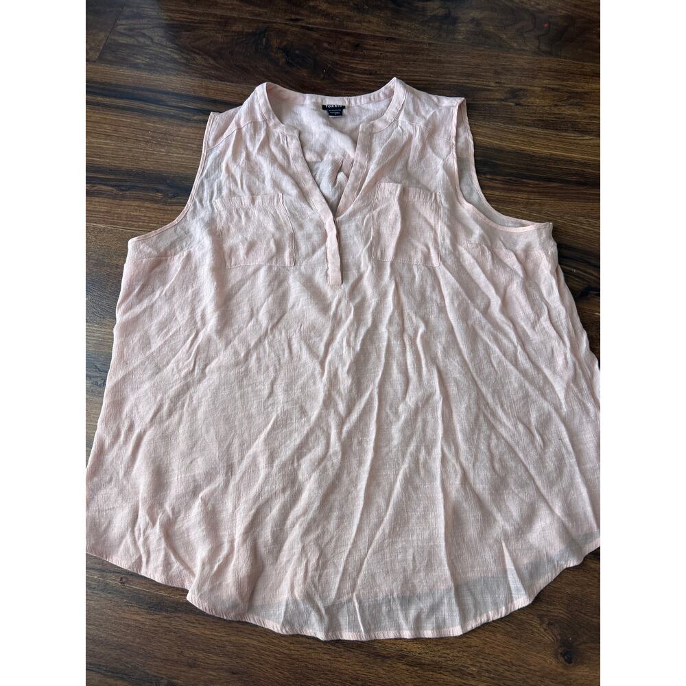 Torrid Tank Top 3 3X Peach Gauze V Neck Pocket Blue Striped Satin Strappy Lot - Picture 2 of 7